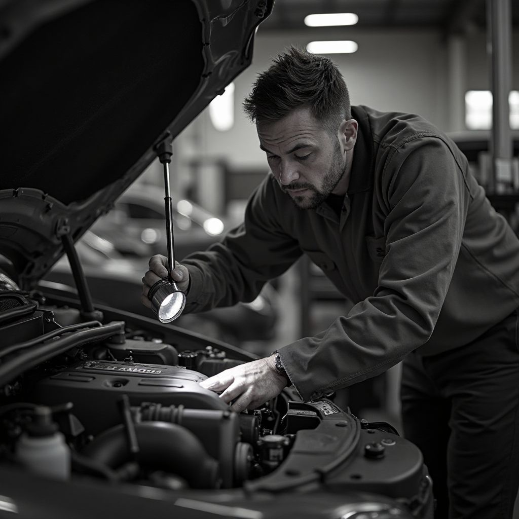 Técnico realizando inspección mecánica